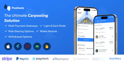 PoolMate - BlaBlaCar Clone | Complete Carpooling Solution in Flutter